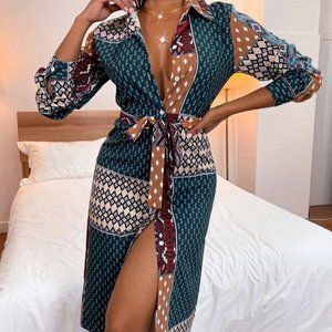 Colorblock Belted Shirt Dress.